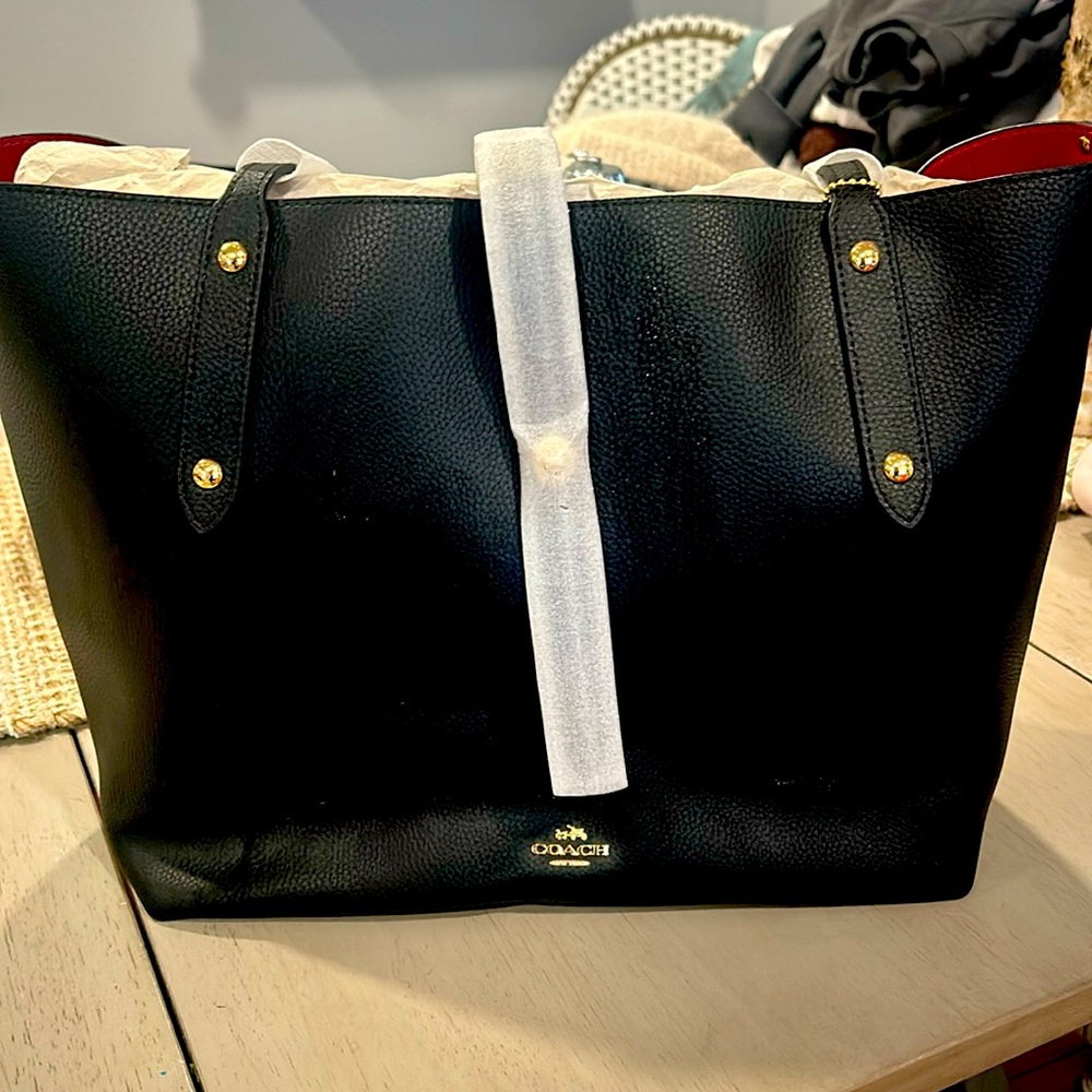 Brand new black coach market tote.